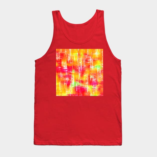 Random Intersections in Red Orange Yellow Green and White Tank Top by Klssaginaw